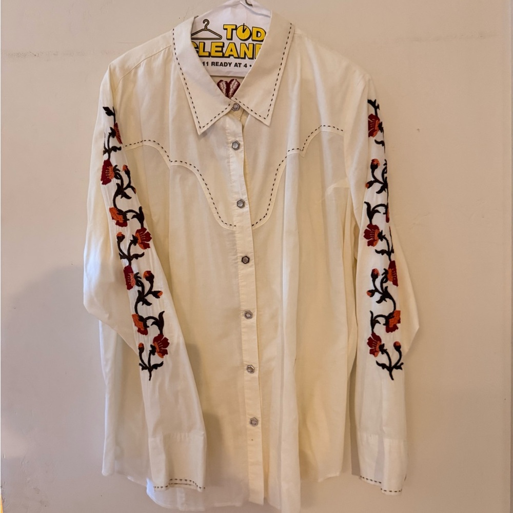 Roper Off-White Western Shirt with Black Stitching